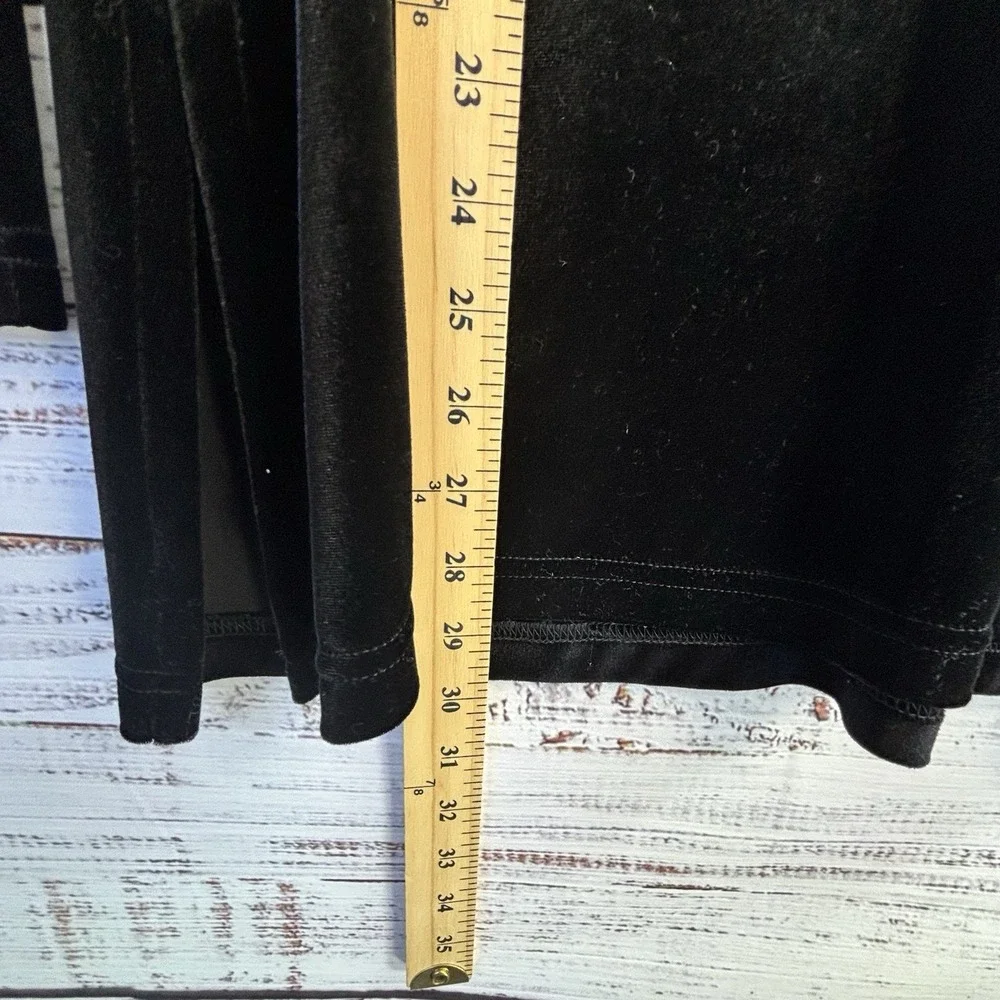 Vintage Tunic Libra L Black Velvet V-Neck Side Slit Long Sleeve Top